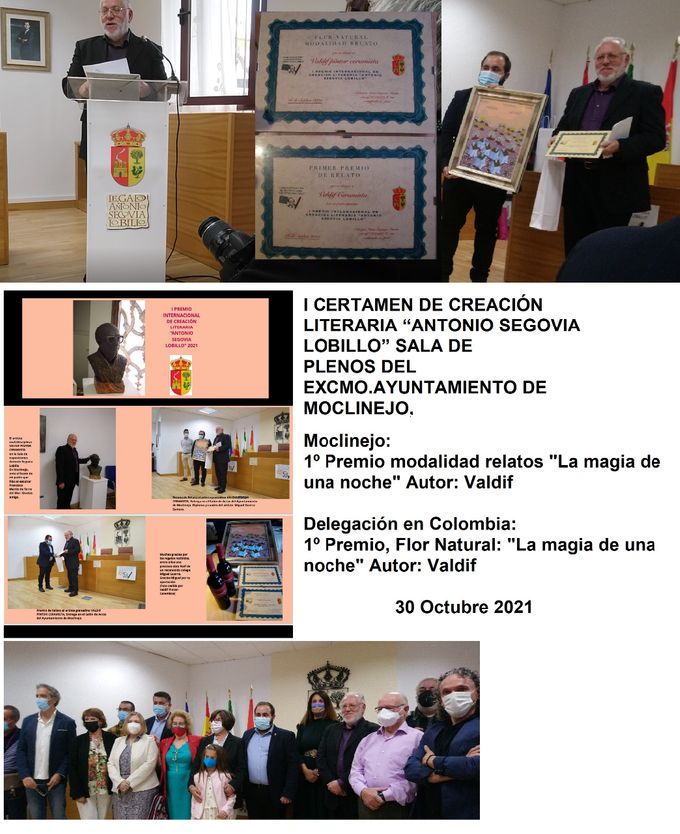 Valdif, 1º Premio del Concurso de relatos de la Fundación Antonio Segovia Lobillo en Moclinejo y Colombia.